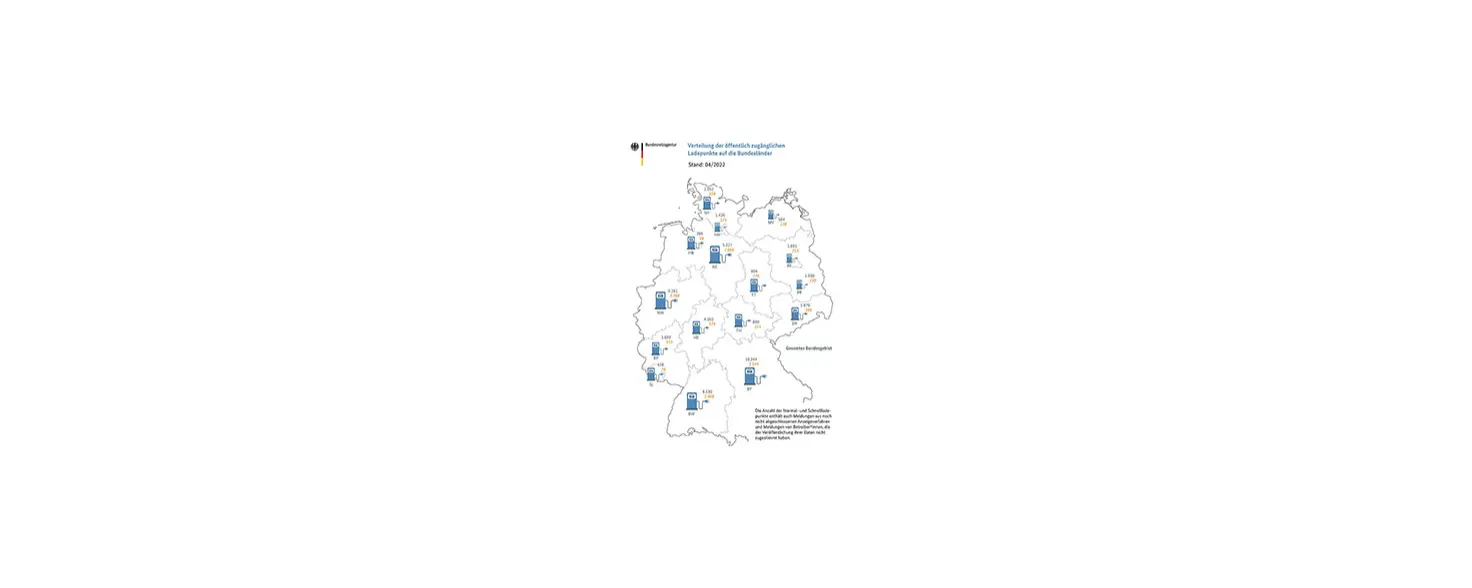 Infografik: Deutschlandkarte mit der Anzahl der Ladepunkte in jedem Bundesland