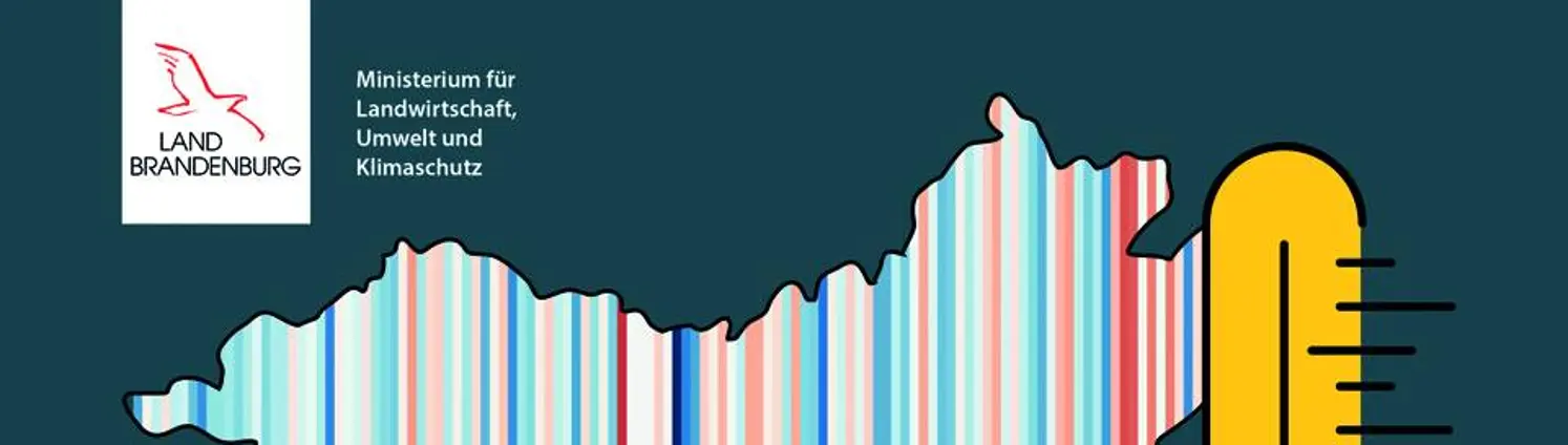 Grafik von Brandenburg aus verschiedenen blauen, roten und weißen Streifen